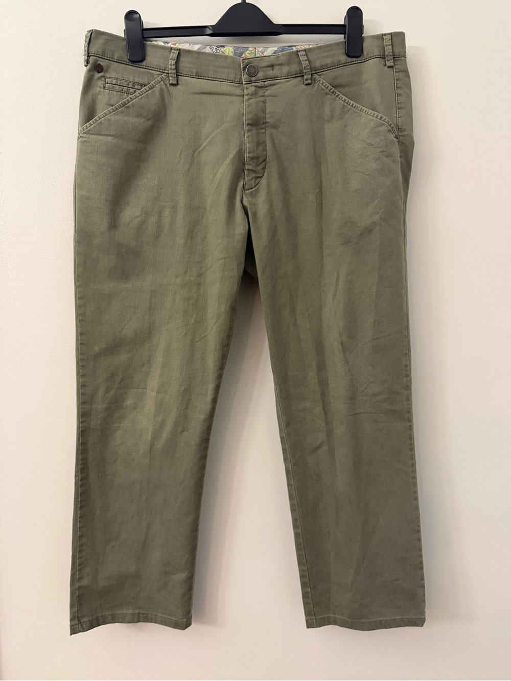 Meyer Trousers Mens W38 Green Chicago Straight Fit Zip Fly Casual Smart 38x27